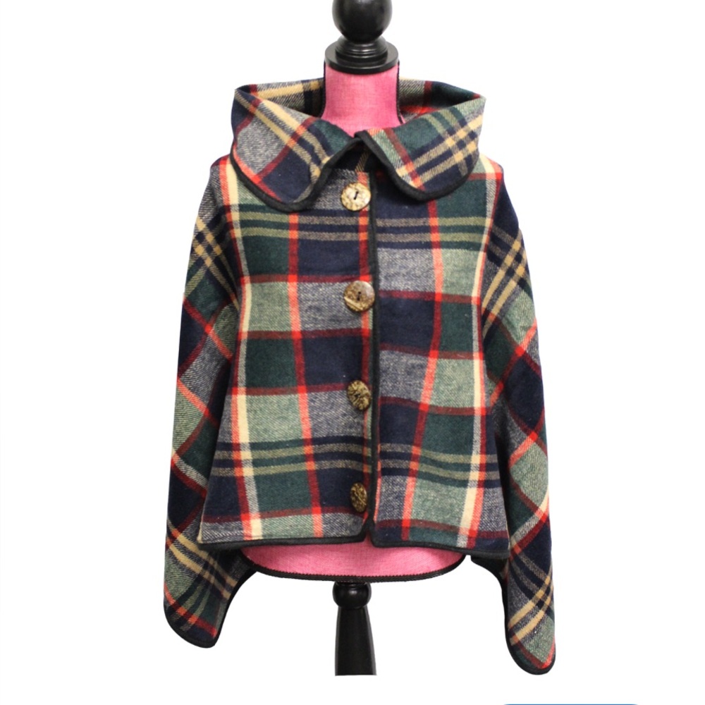 FASHION BY MIRABEAU tartan plaid Cape/Shawl - one size